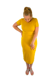 Charlotte Fitted Midi Dress - Yellow