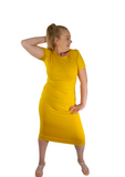 Charlotte Fitted Midi Dress - Yellow
