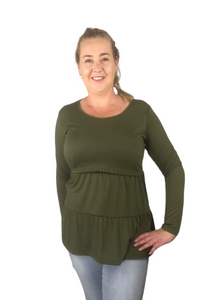 Kendal Tiered Green Top - XSMALL