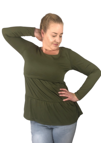 Kendal Tiered Green Top - XSMALL