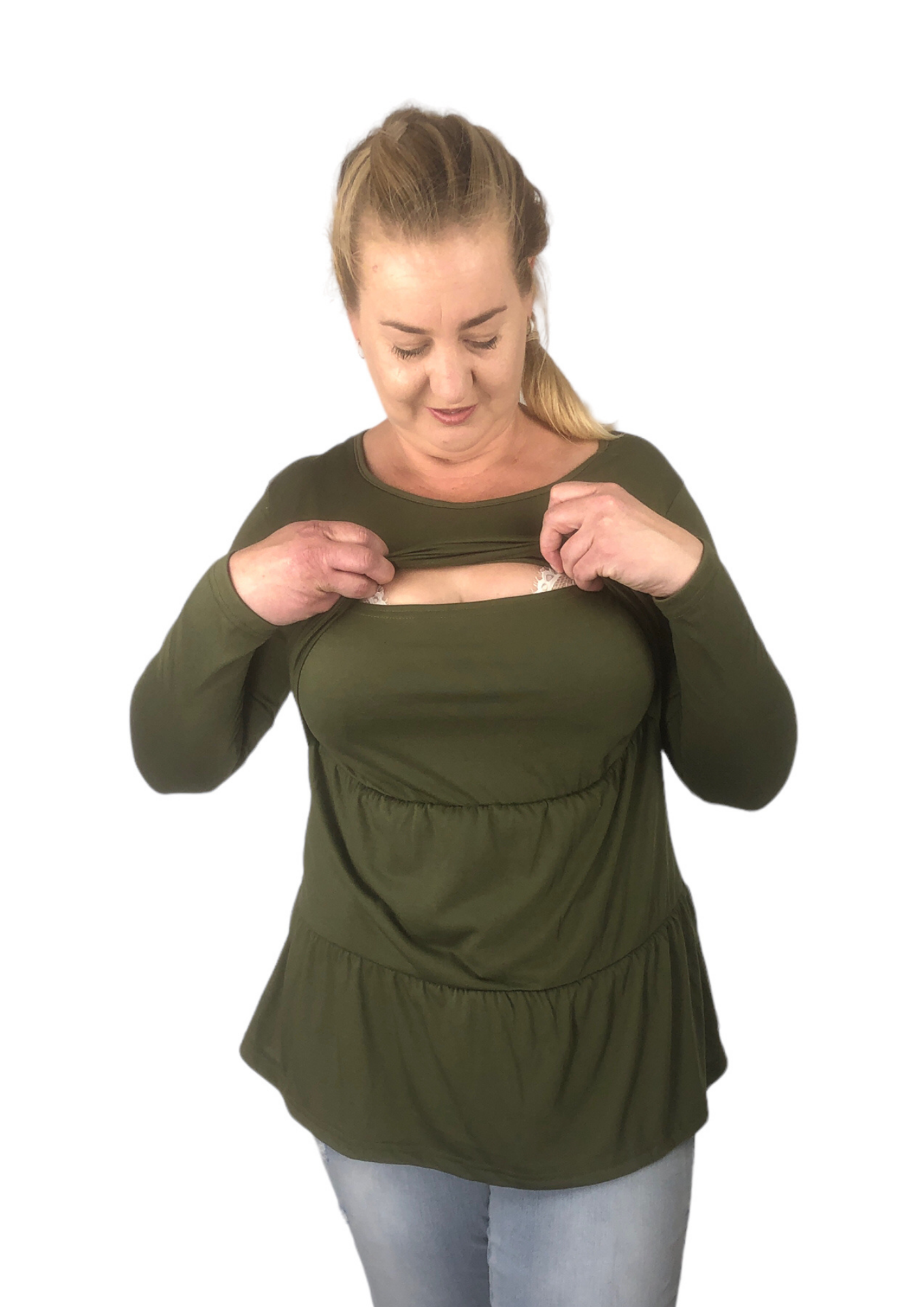 Kendal Tiered Green Top - XSMALL