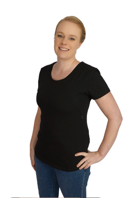 Mia Zip Tee - Black