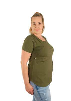 Mia Zip Tee - Khaki