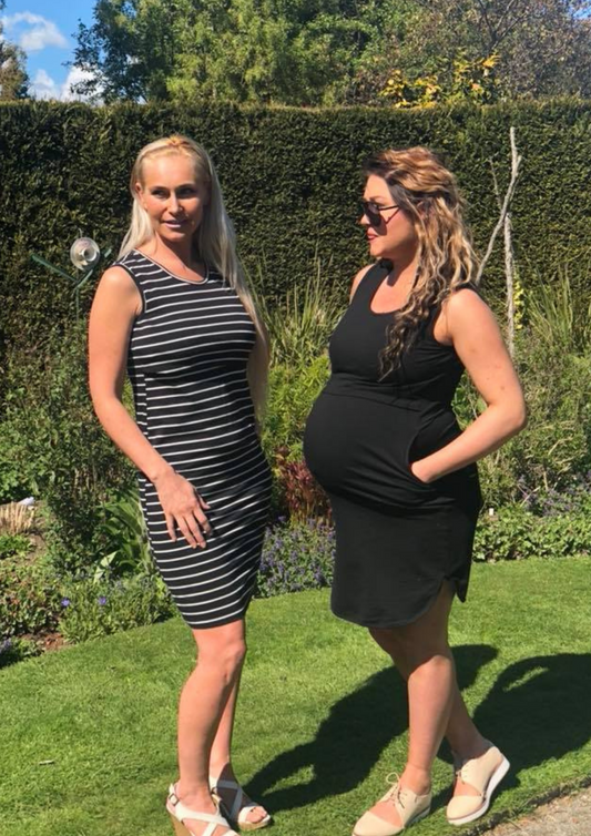 Sienna Straight Cut Dress - Black Stripe