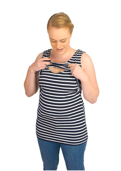 Thea Summer Singlet - Navy  Stripe