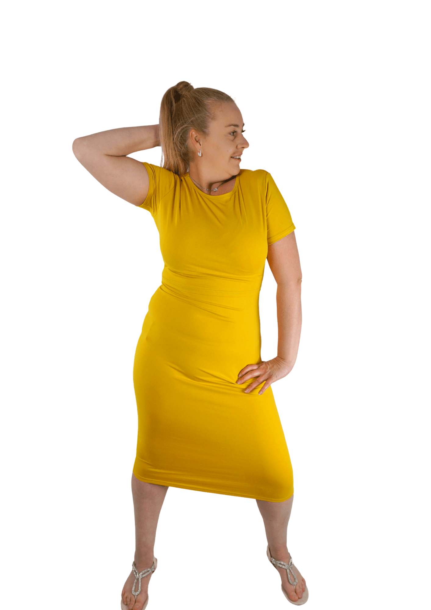 Charlotte Fitted Midi Dress - Yellow - Latchwear