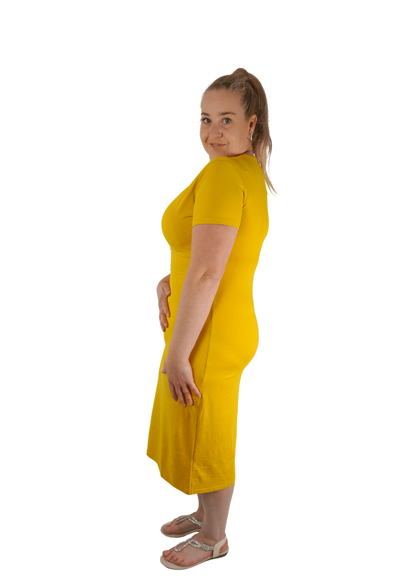 Charlotte Fitted Midi Dress - Yellow - Latchwear