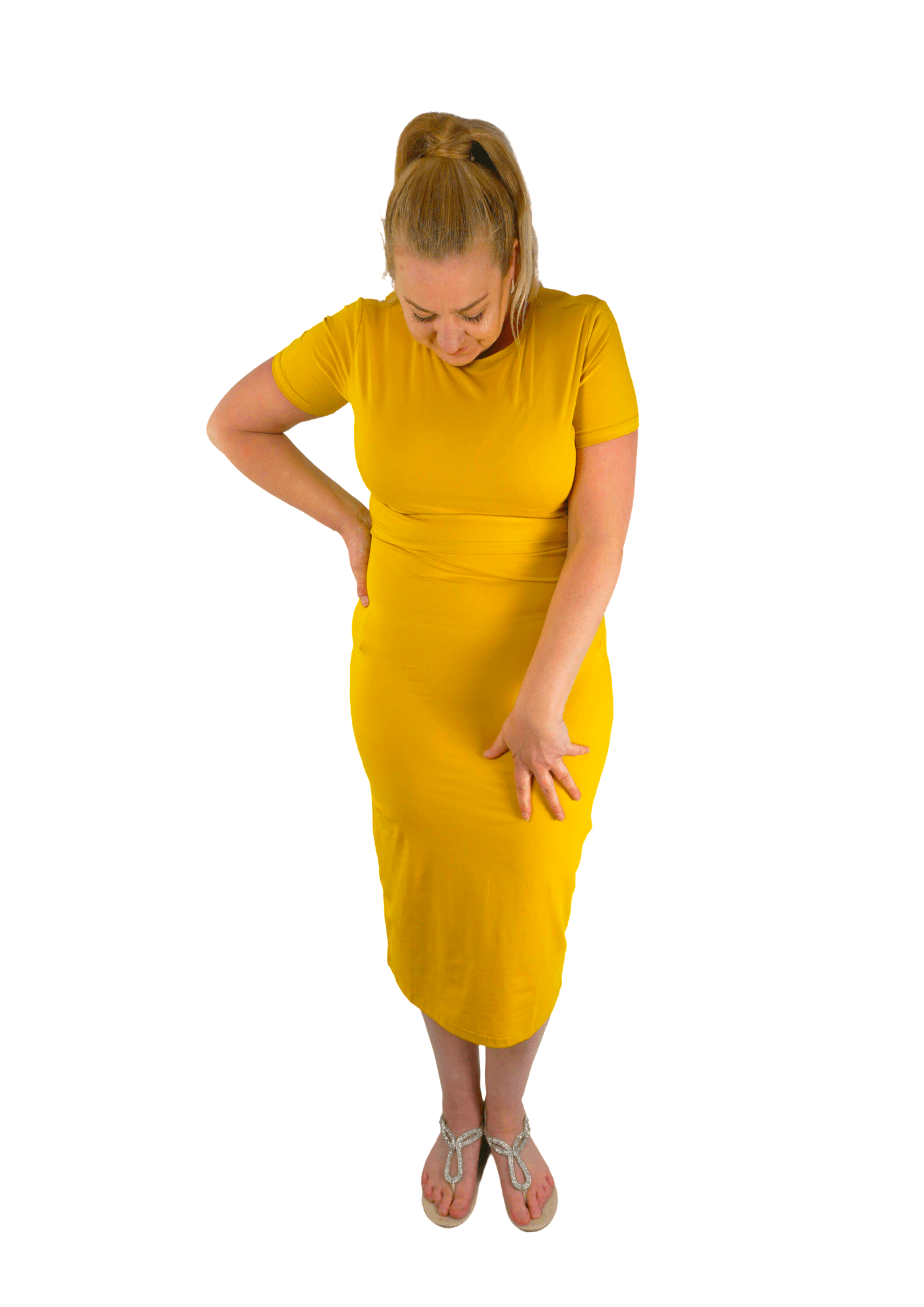 Charlotte Fitted Midi Dress - Yellow - Latchwear