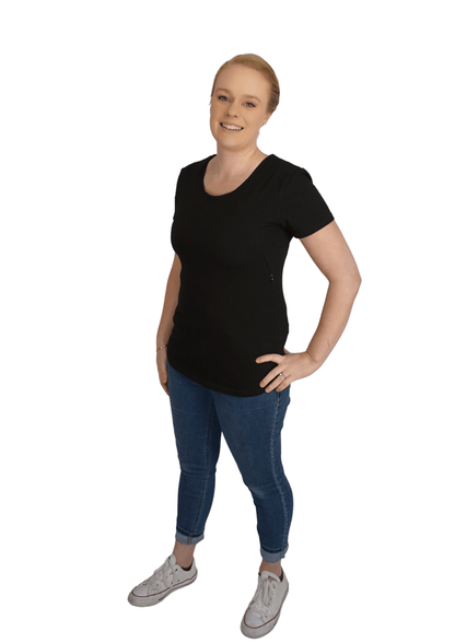 Mia Zip Tee - Black - Latchwear