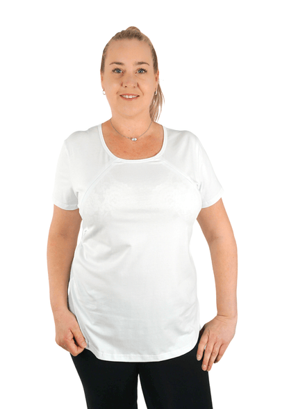 Mia Zip Tee - White - Latchwear